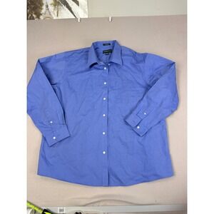 Eddie Bauer Mens XXL Blue Wrinkle Resistant Relaxed Fit Cotton Button Down Shirt